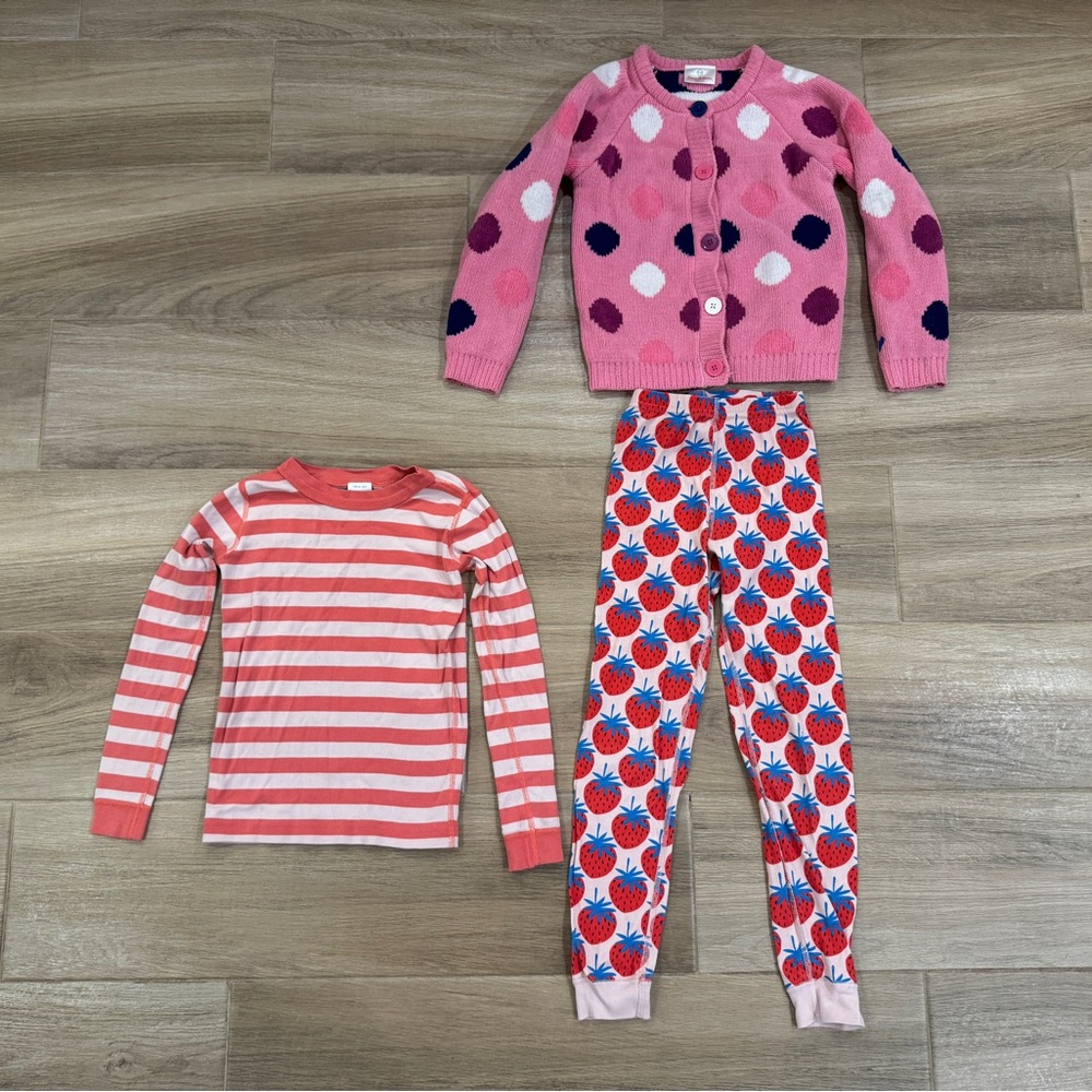Hanna Andersson Girls Clothing Lot- Sweater, Sleep Pants, Long Sleeve Top